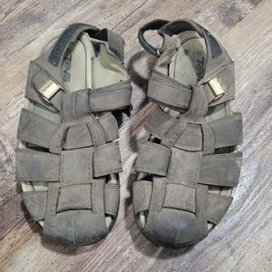 Teva Mens Size 11 Leather Gaine Fisherman Sandals Brown Outdoor Hiking